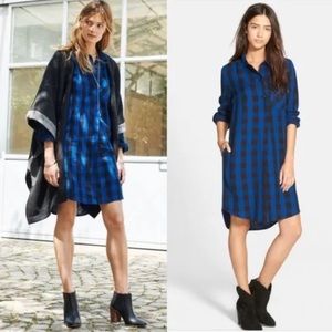 Madewell Blue Black Buffalo Plaid Shirt Dress